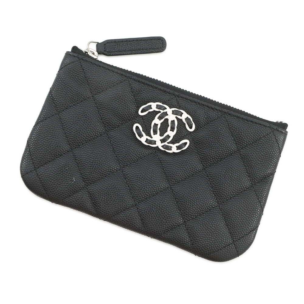 CHANEL Black Caviar Leather Pouch